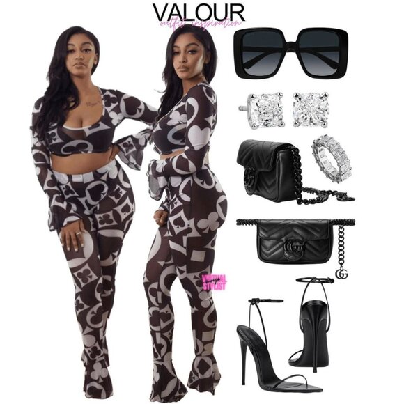 Black white sheer two piece matching Coord set - Picture 9 of 9